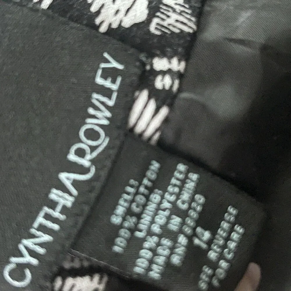 Cynthia Rowley Women's Tribal Black & White Print Cotton Pencil Skirt,‎ Size 14